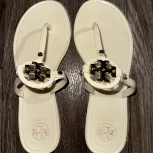 Tory Burch Women's White Sandals with Gold Accent